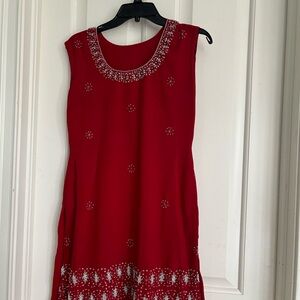 Red beautiful plaza sharara  medium